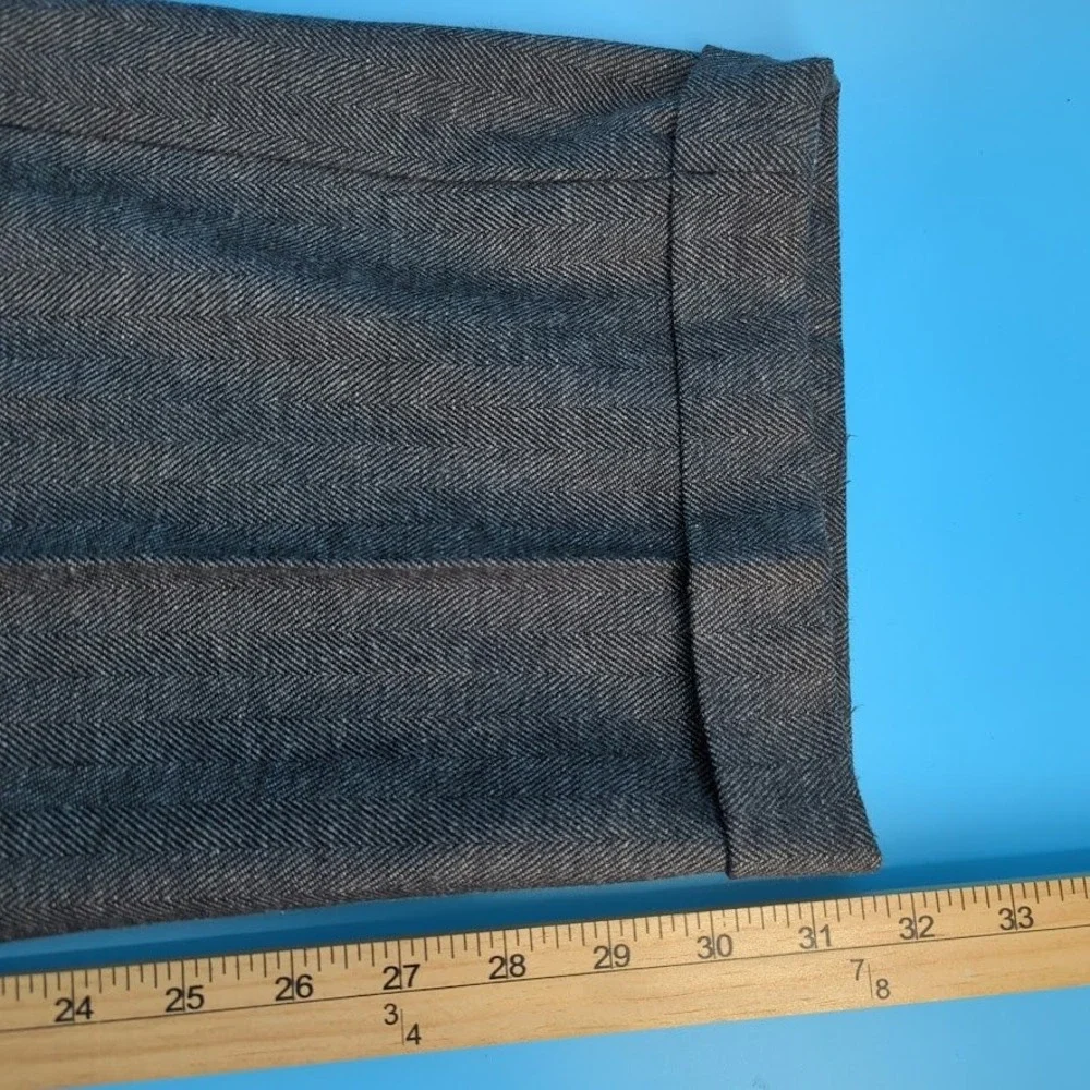 VTG Polo Ralph Lauren Gray Herringbone Pleated Cotton Wool Trousers Mens 38x34